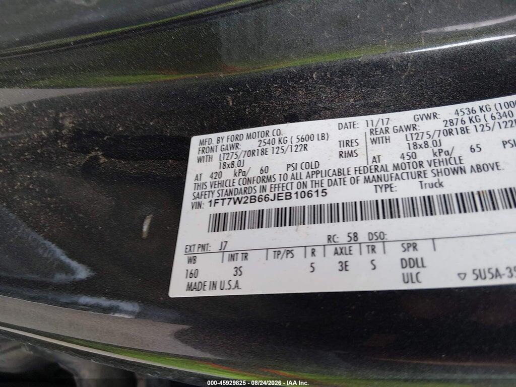 1FT7W2B66JEB10615 2018 FORD F-250 photo no. 9