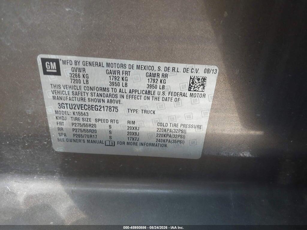 3GTU2VEC8EG217875 2014 GMC SIERRA 1500 photo no. 9
