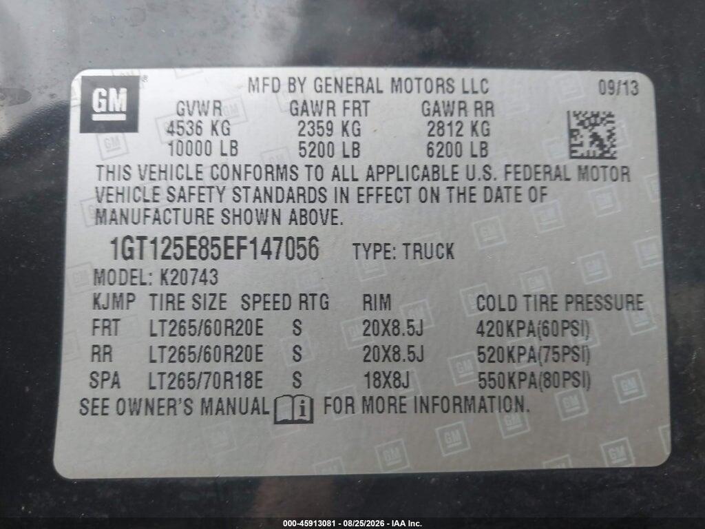1GT125E85EF147056 2014 GMC SIERRA 2500HD photo no. 9