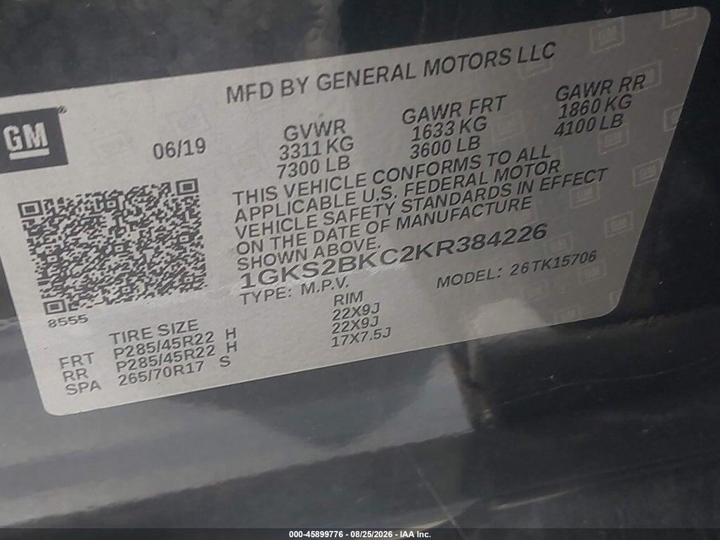 1GKS2BKC2KR384226 2019 GMC YUKON photo no. 9