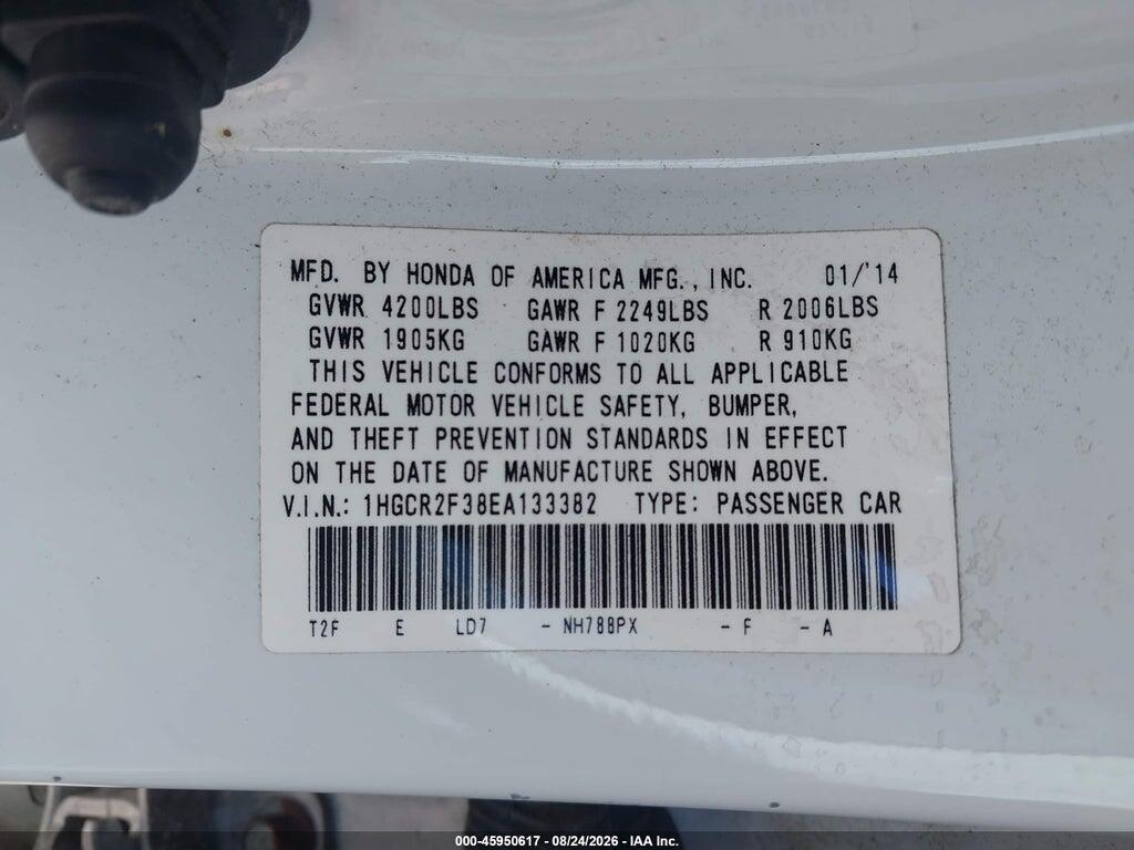 1HGCR2F38EA133382 2014 HONDA ACCORD photo no. 9