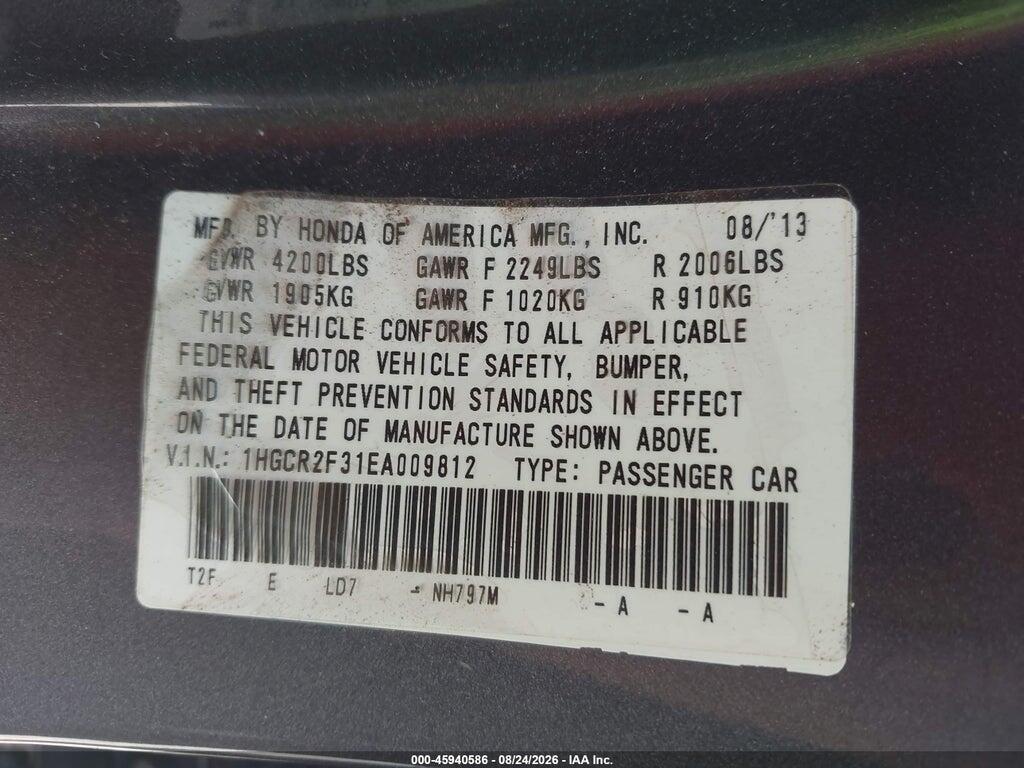 1HGCR2F31EA009812 2014 HONDA ACCORD photo no. 9