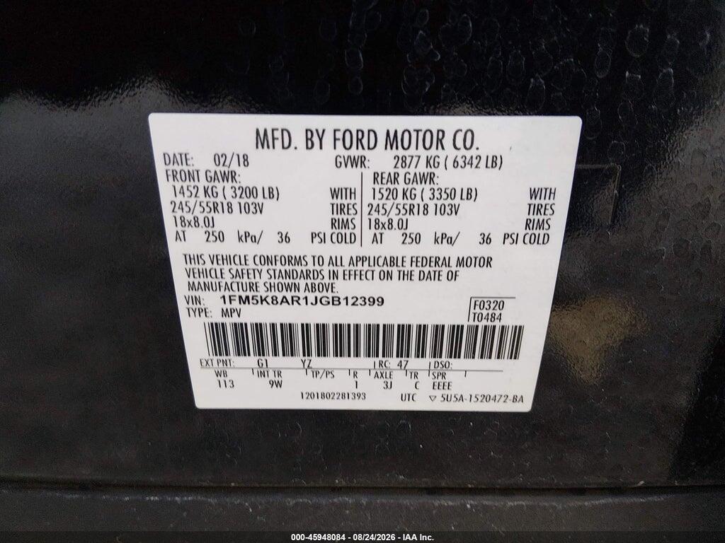 1FM5K8AR1JGB12399 2018 FORD POLICE INTERCEPTOR UTILITY photo no. 9
