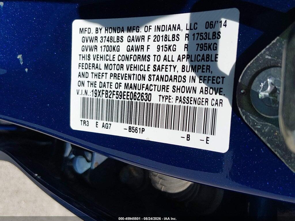 19XFB2F59EE062630 2014 HONDA CIVIC photo no. 9