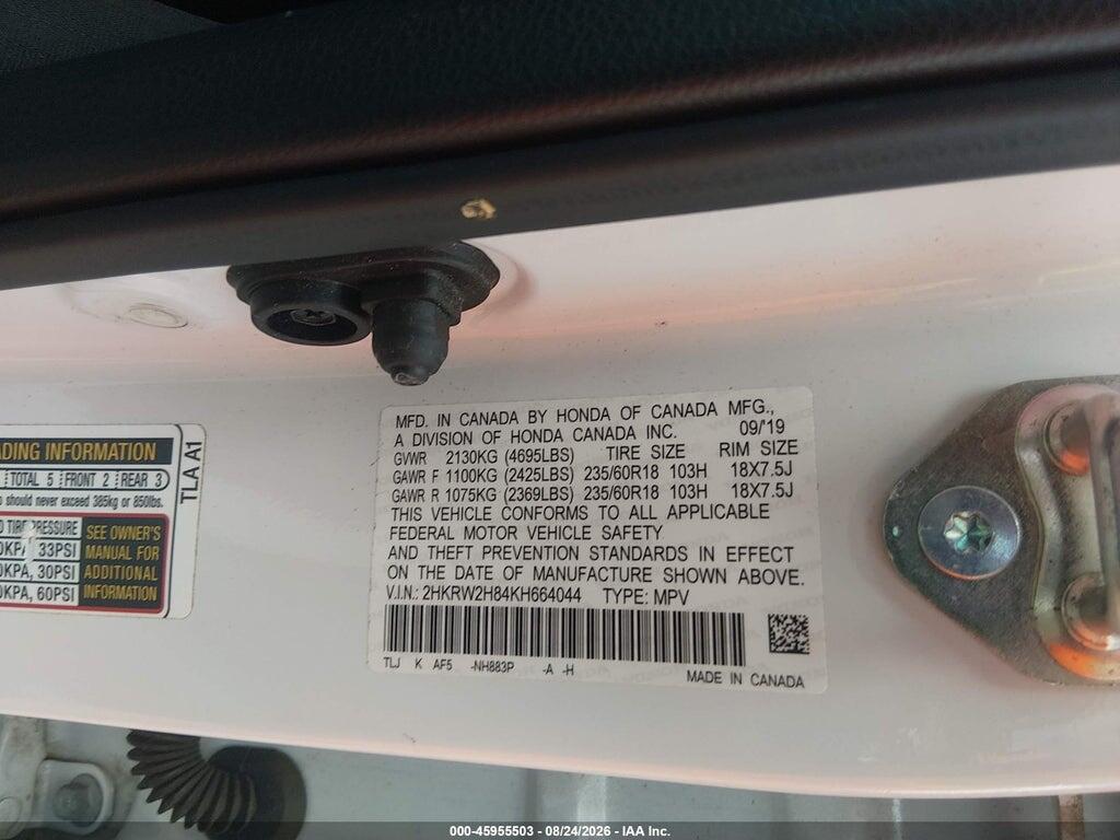 2HKRW2H84KH664044 2019 HONDA CR-V photo no. 9