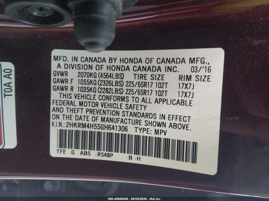 2HKRM4H55GH641306 2016 HONDA CR-V photo no. 9