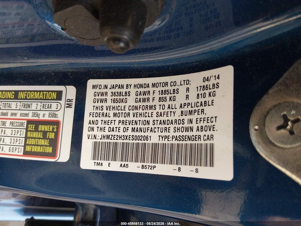 JHMZE2H3XES002061 2014 HONDA INSIGHT photo no. 9