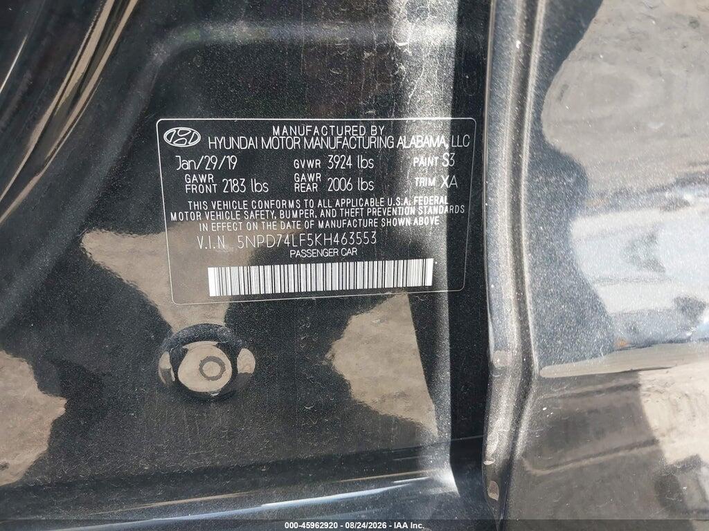 5NPD74LF5KH463553 2019 HYUNDAI ELANTRA photo no. 9