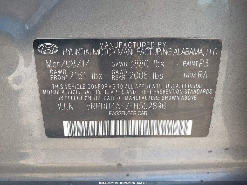5NPDH4AE7EH502896 2014 HYUNDAI ELANTRA photo no. 9