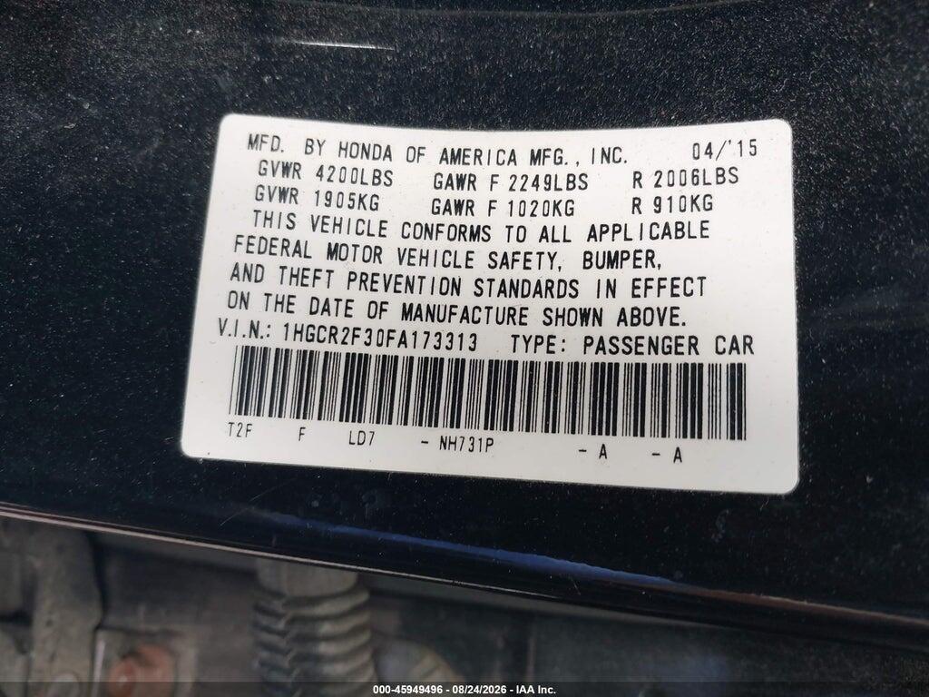 1HGCR2F30FA173313 2015 HONDA ACCORD photo no. 9