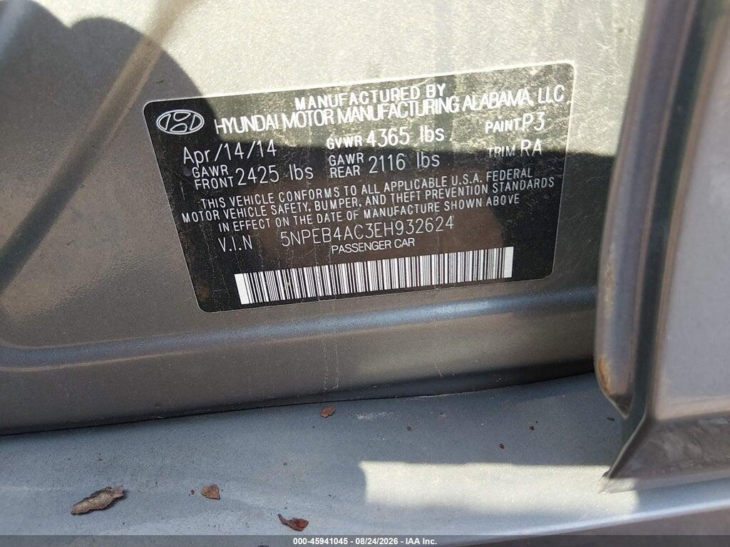 5NPEB4AC3EH932624 2014 HYUNDAI SONATA photo no. 9