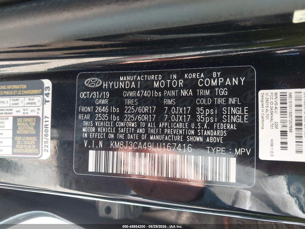 KM8J3CA49LU167416 2020 HYUNDAI TUCSON photo no. 9