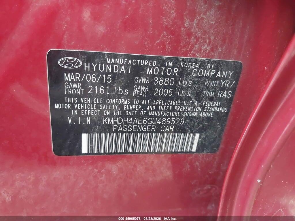 KMHDH4AE6GU489529 2016 HYUNDAI ELANTRA photo no. 9