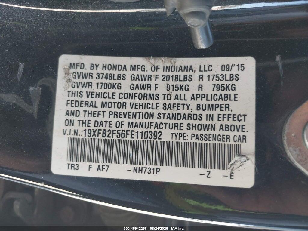 19XFB2F56FE110392 2015 HONDA CIVIC photo no. 9