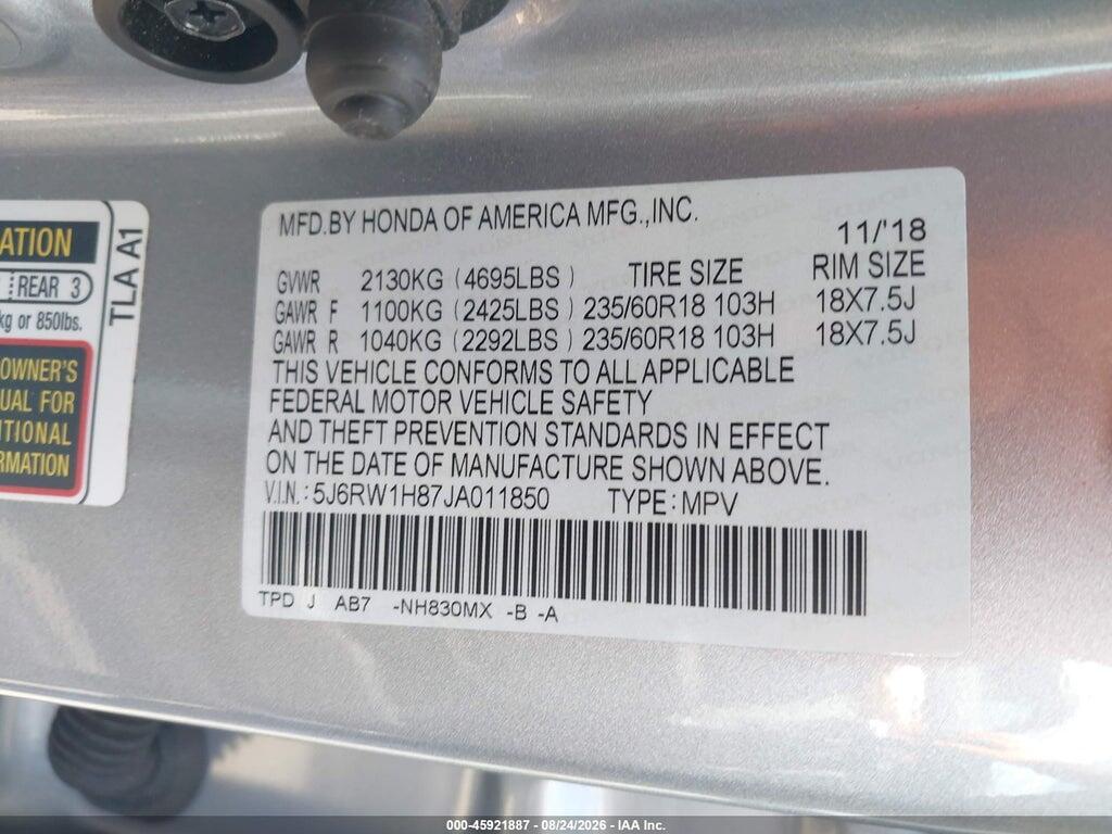 5J6RW1H87JA011850 2018 HONDA CR-V photo no. 9