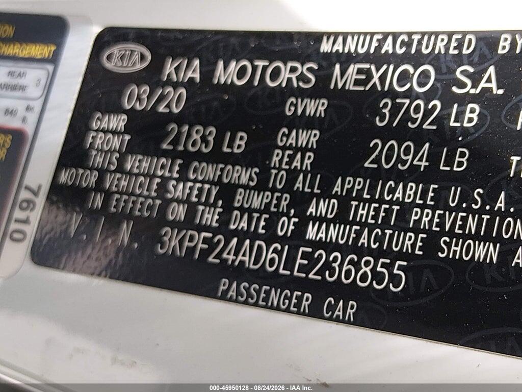 3KPF24AD6LE236855 2020 KIA FORTE photo no. 9
