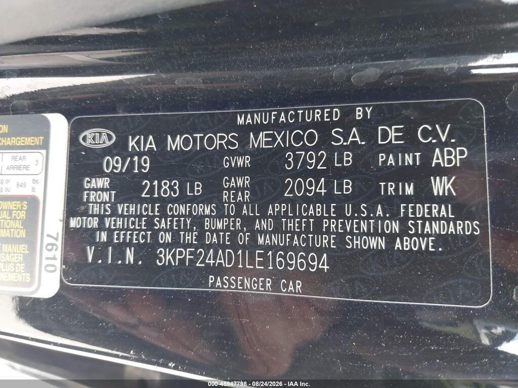 3KPF24AD1LE169694 2020 KIA FORTE photo no. 9