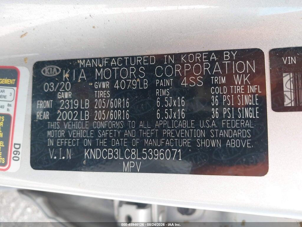 KNDCB3LC8L5396071 2020 KIA NIRO photo no. 9
