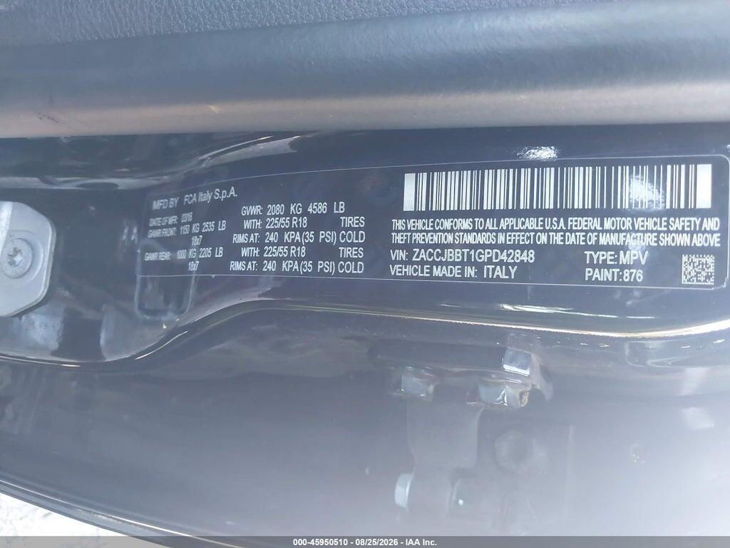 ZACCJBBT1GPD42848 2016 JEEP RENEGADE photo no. 9