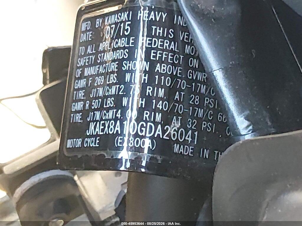 JKAEX8A10GDA26041 2016 KAWASAKI EX300 photo no. 10