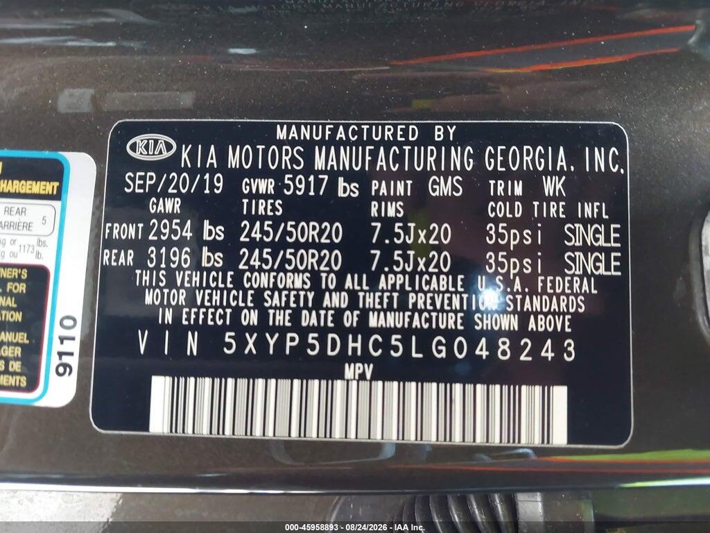 5XYP5DHC5LG048243 2020 KIA TELLURIDE photo no. 9