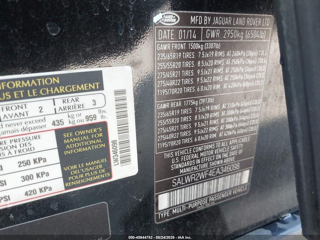 SALWR2WF4EA346098 2014 LAND ROVER RANGE ROVER SPORT photo no. 9