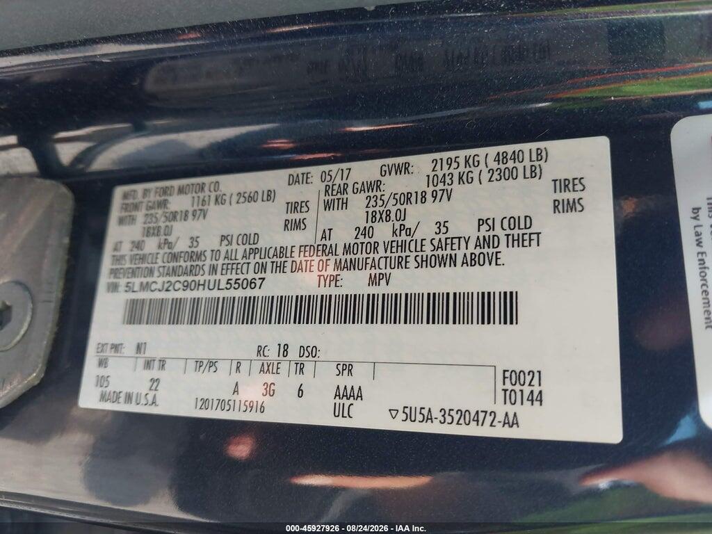 5LMCJ2C90HUL55067 2017 LINCOLN MKC photo no. 9