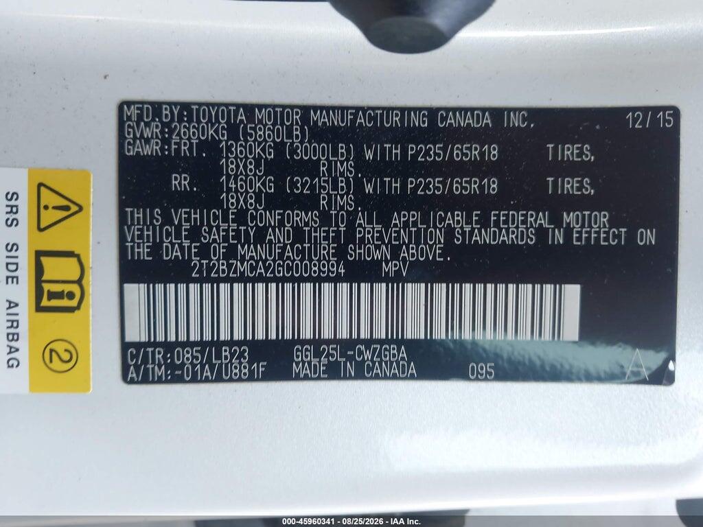 2T2BZMCA2GC008994 2016 LEXUS RX 350 photo no. 9