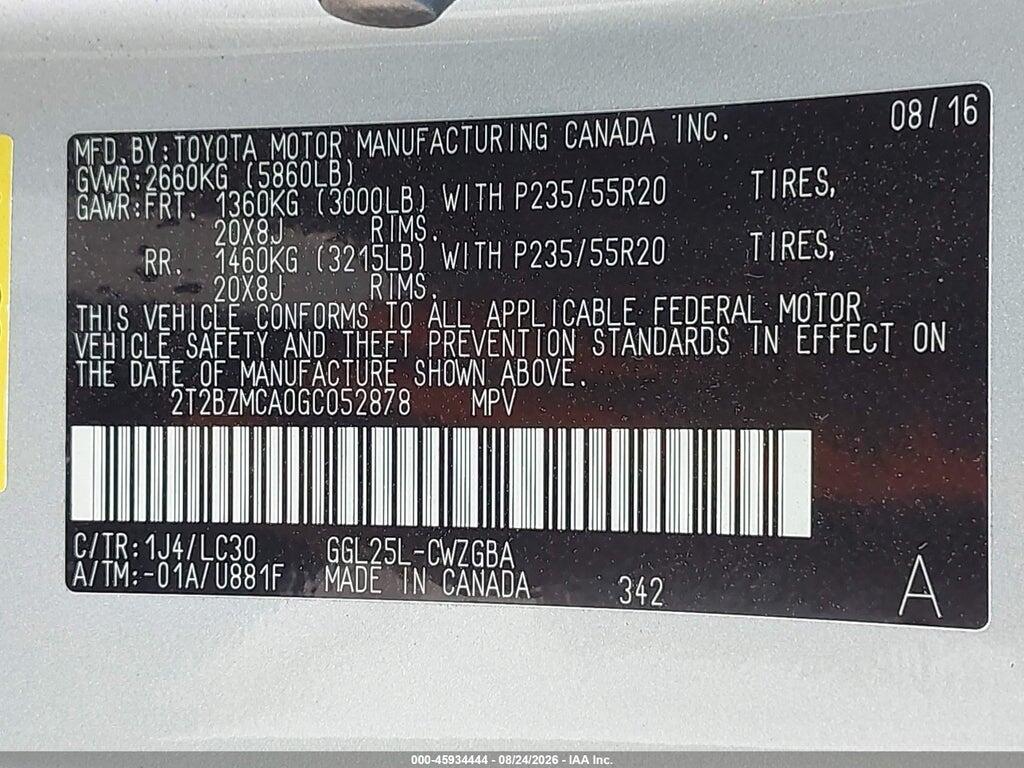 2T2BZMCA0GC052878 2016 LEXUS RX 350 photo no. 9
