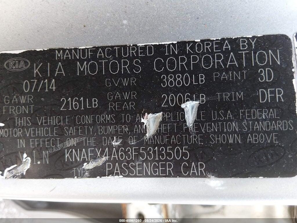 KNAFX4A63F5313505 2015 KIA FORTE photo no. 9