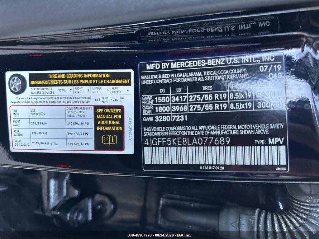 4JGFF5KE8LA077689 2020 MERCEDES-BENZ GLS 450 photo no. 9