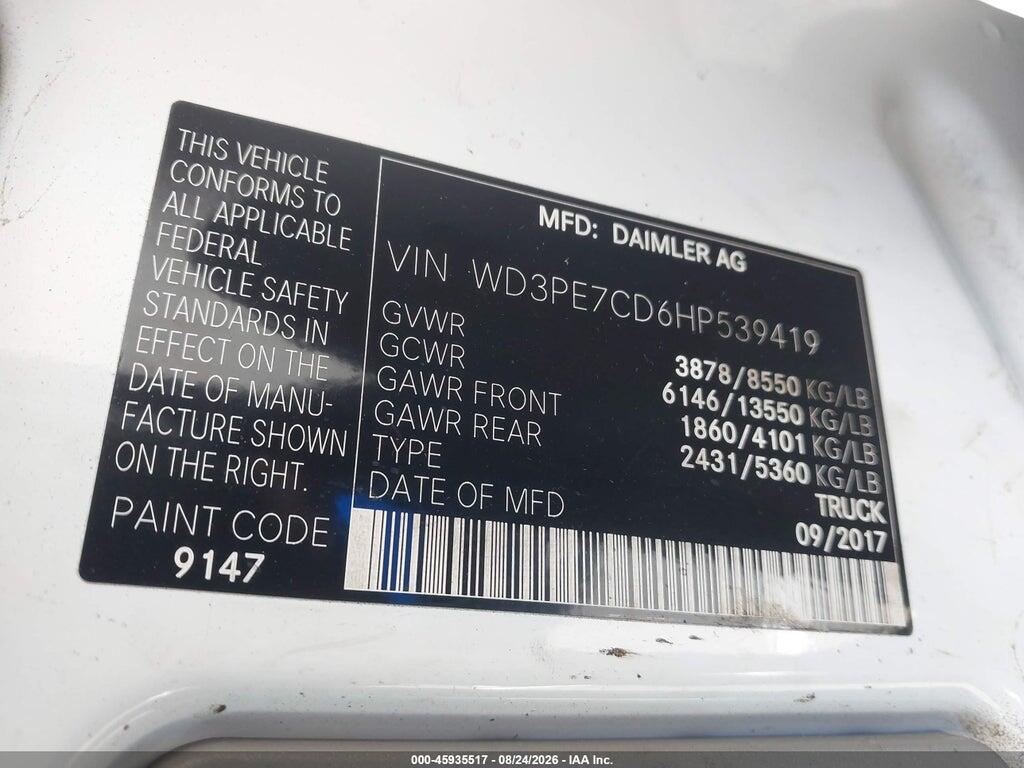 WD3PE7CD6HP539419 2017 MERCEDES-BENZ SPRINTER 2500 photo no. 9
