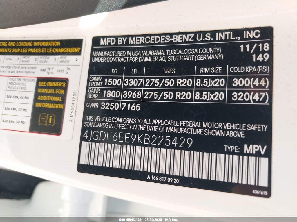 4JGDF6EE9KB225429 2019 MERCEDES-BENZ GLS 450 photo no. 9
