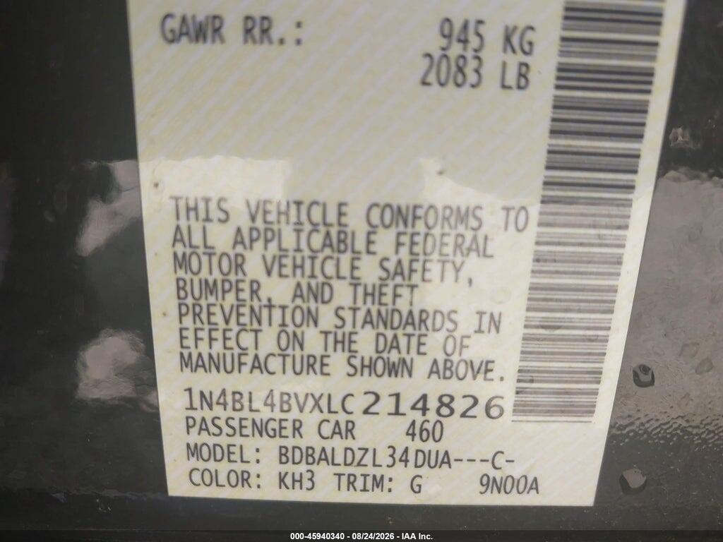 1N4BL4BVXLC214826 2020 NISSAN ALTIMA photo no. 9