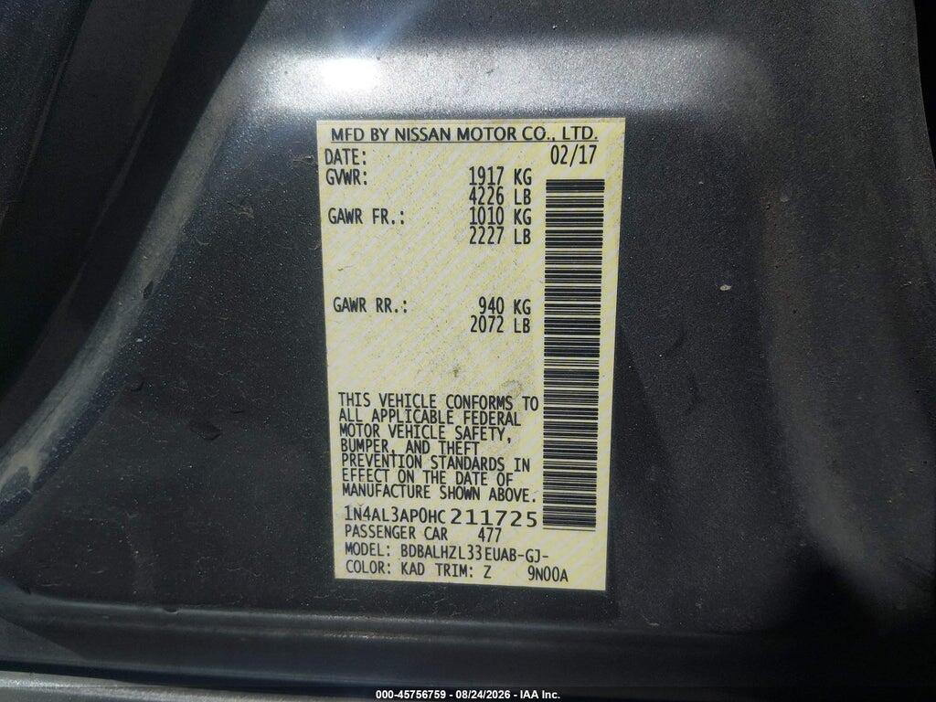 1N4AL3AP0HC211725 2017 NISSAN ALTIMA photo no. 9