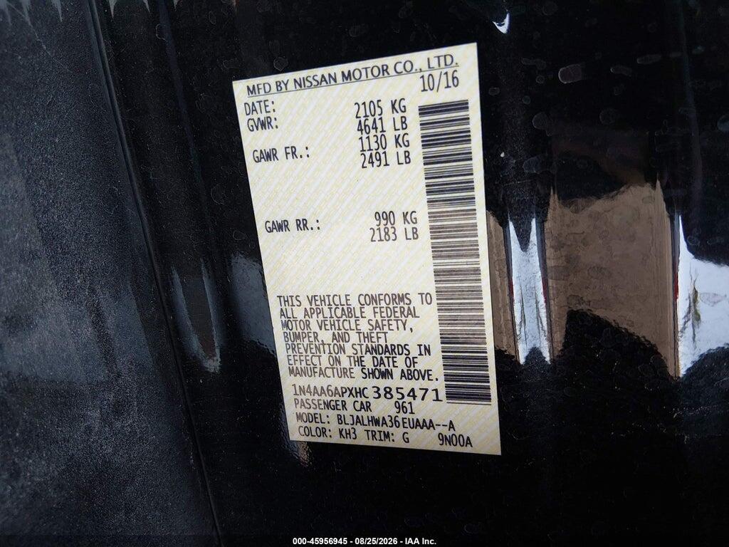 1N4AA6APXHC385471 2017 NISSAN MAXIMA photo no. 9