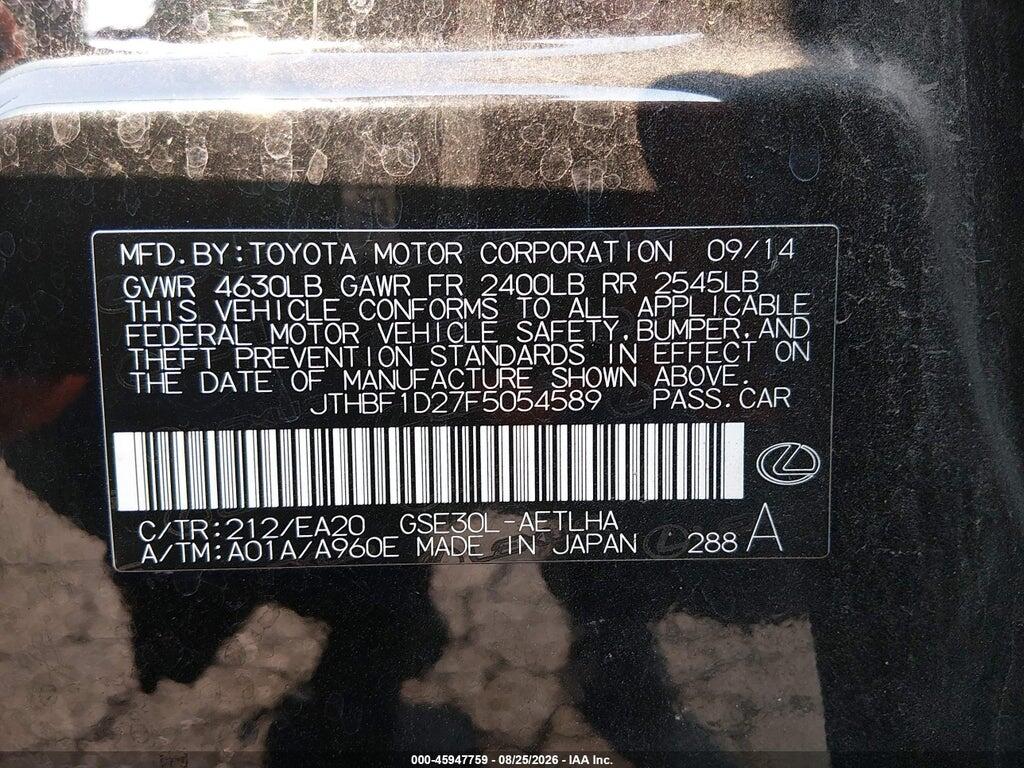JTHBF1D27F5054589 2015 LEXUS IS photo no. 9