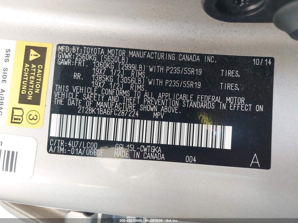 2T2BK1BA6FC287224 2015 LEXUS RX 350 photo no. 9