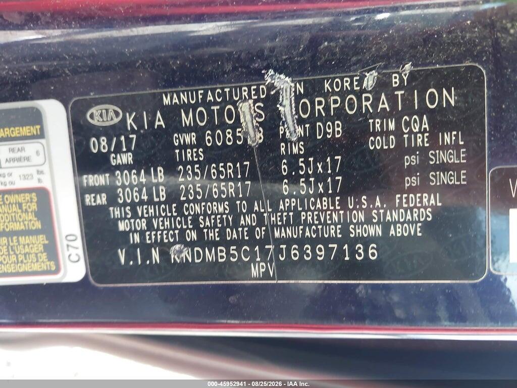KNDMB5C17J6397136 2018 KIA SEDONA photo no. 9