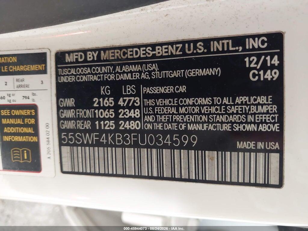 55SWF4KB3FU034599 2015 MERCEDES-BENZ C 300 photo no. 9