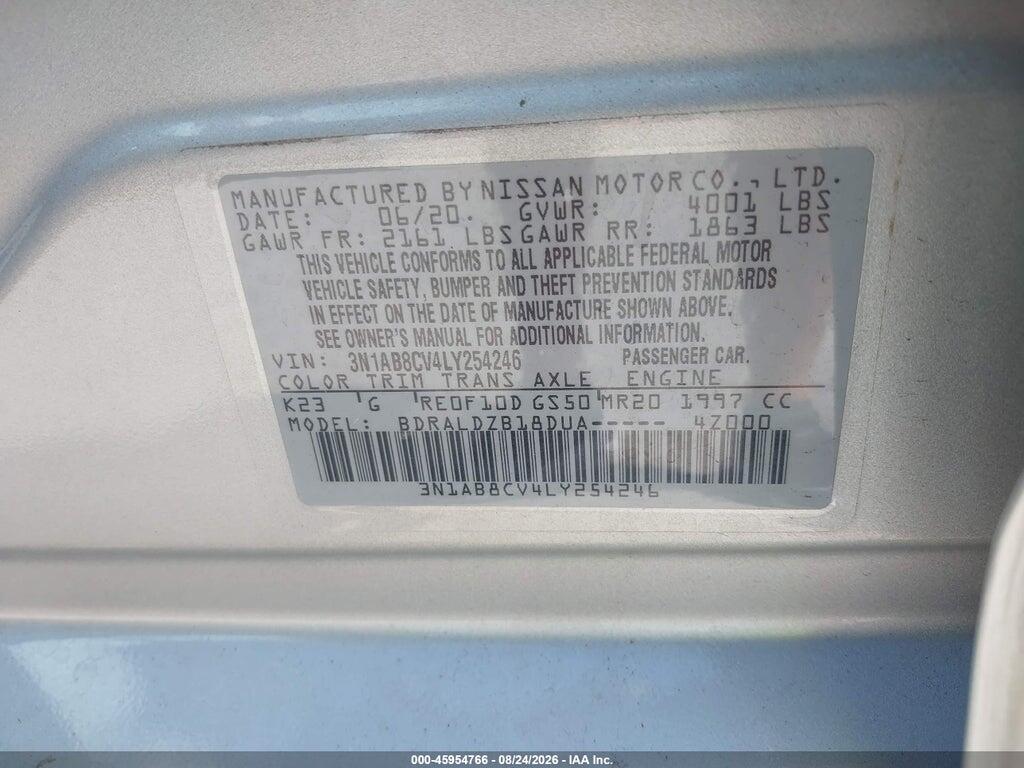 3N1AB8CV4LY254246 2020 NISSAN SENTRA photo no. 9
