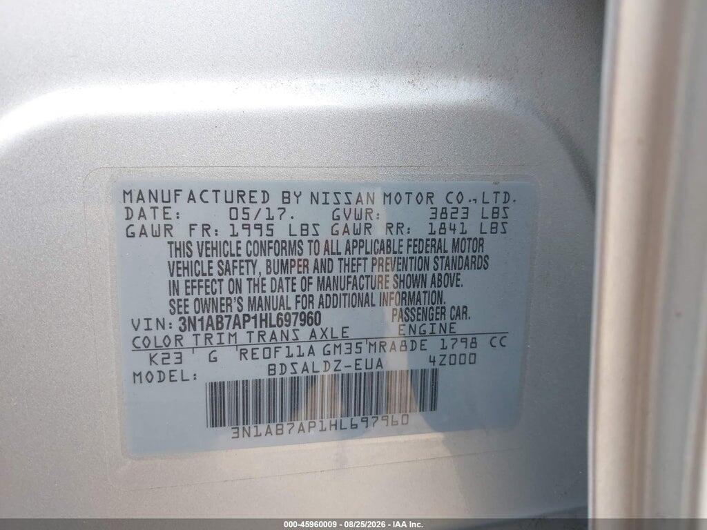 3N1AB7AP1HL697960 2017 NISSAN SENTRA photo no. 9