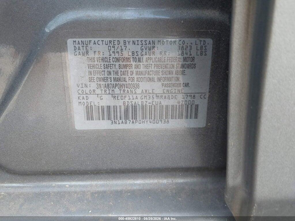 3N1AB7AP0HY400938 2017 NISSAN SENTRA photo no. 9