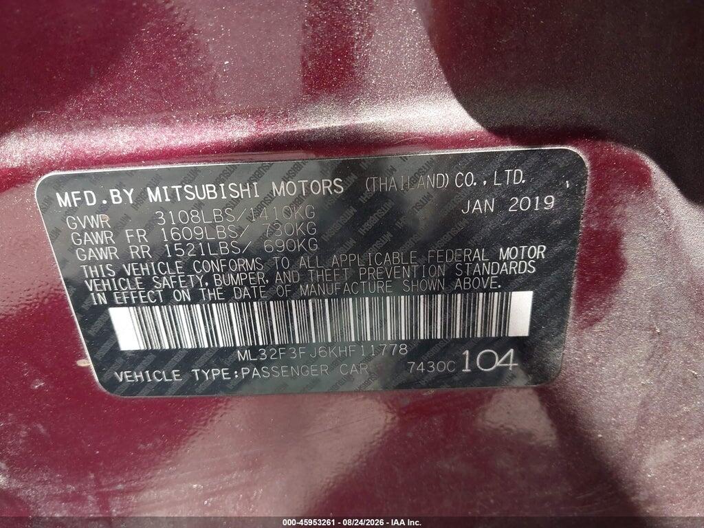 ML32F3FJ6KHF11778 2019 MITSUBISHI MIRAGE G4 photo no. 9