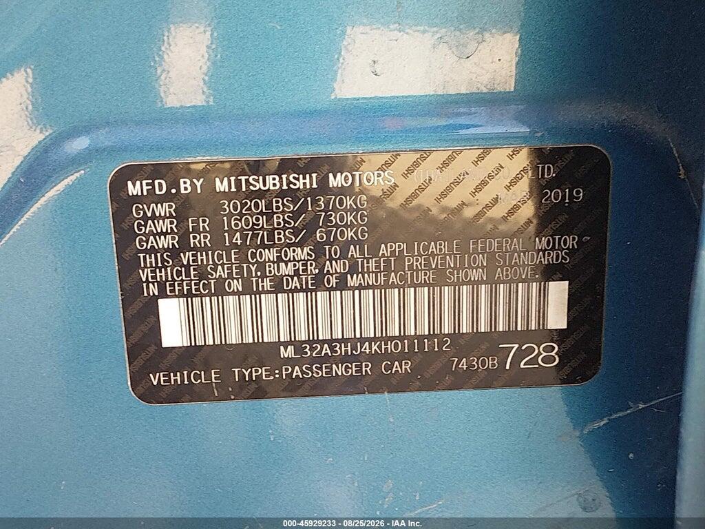 ML32A3HJ4KH011112 2019 MITSUBISHI MIRAGE photo no. 9