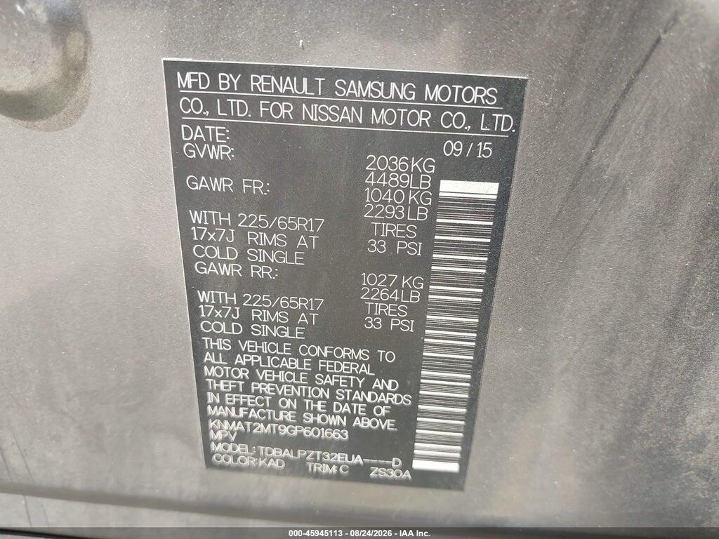 KNMAT2MT9GP601663 2016 NISSAN ROGUE photo no. 9