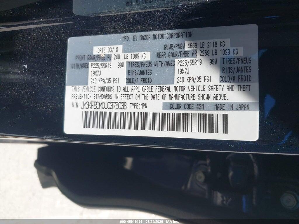JM3KFBDM0J0375038 2018 MAZDA CX-5 photo no. 9