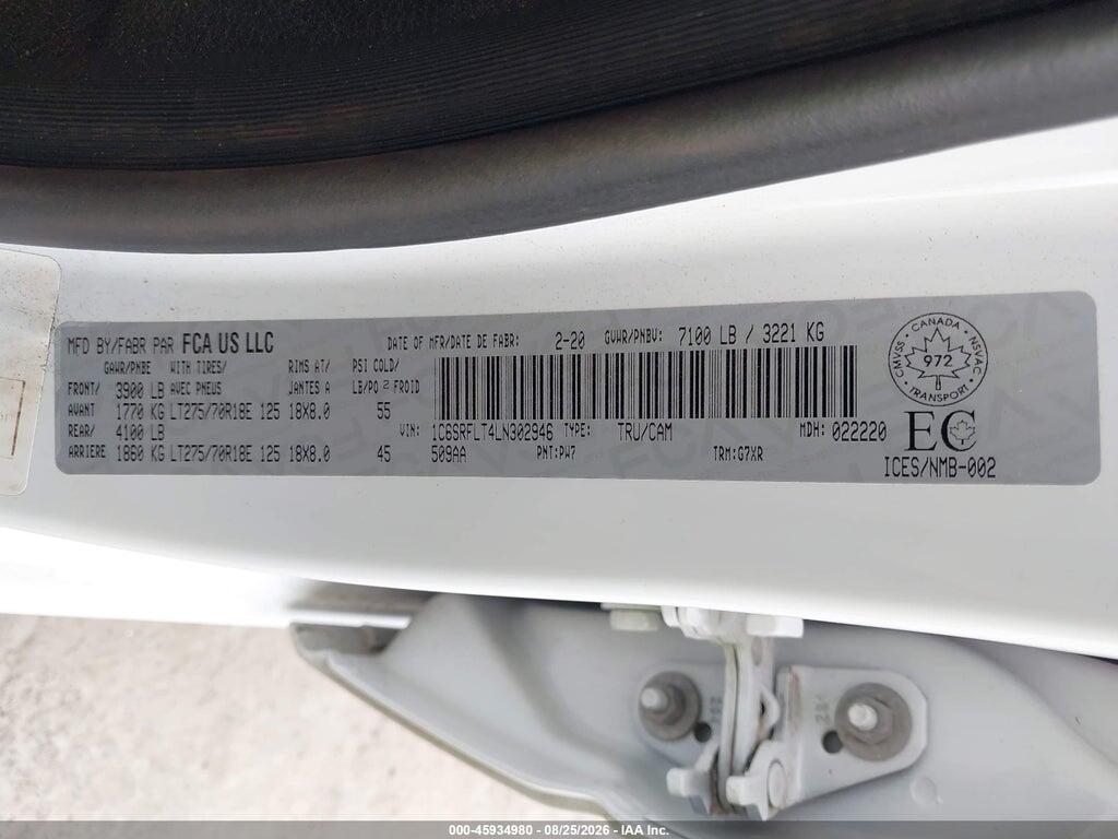 1C6SRFLT4LN302946 2020 RAM 1500 photo no. 9