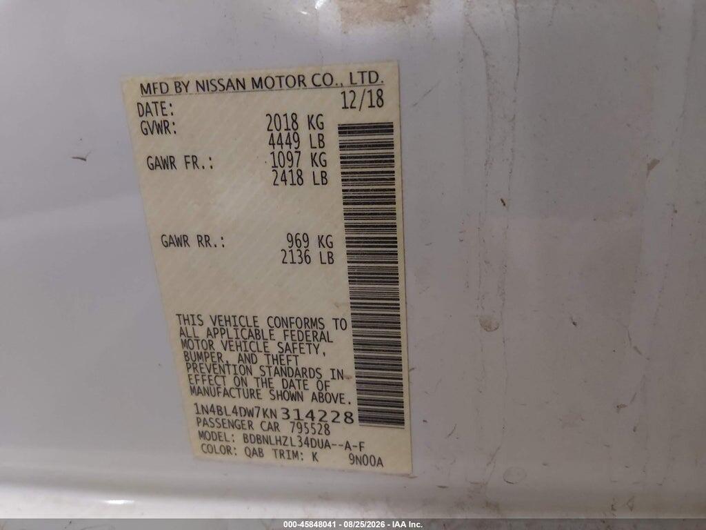 1N4BL4DW7KN314228 2019 NISSAN ALTIMA photo no. 9