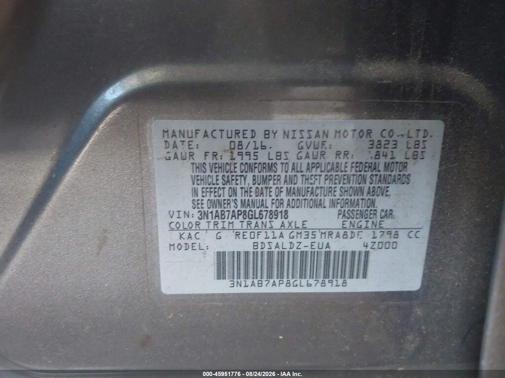 3N1AB7AP8GL678918 2016 NISSAN SENTRA photo no. 9